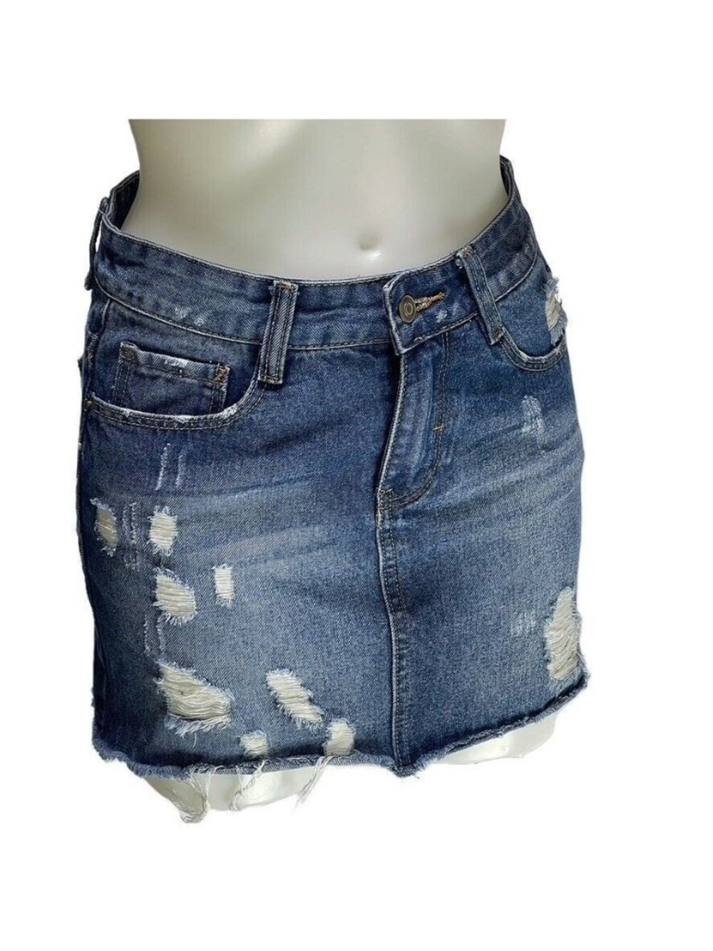 Distressed Denim Mini Skirt S By The Impeccable Pig Womens Raw Hem 100% Cotton